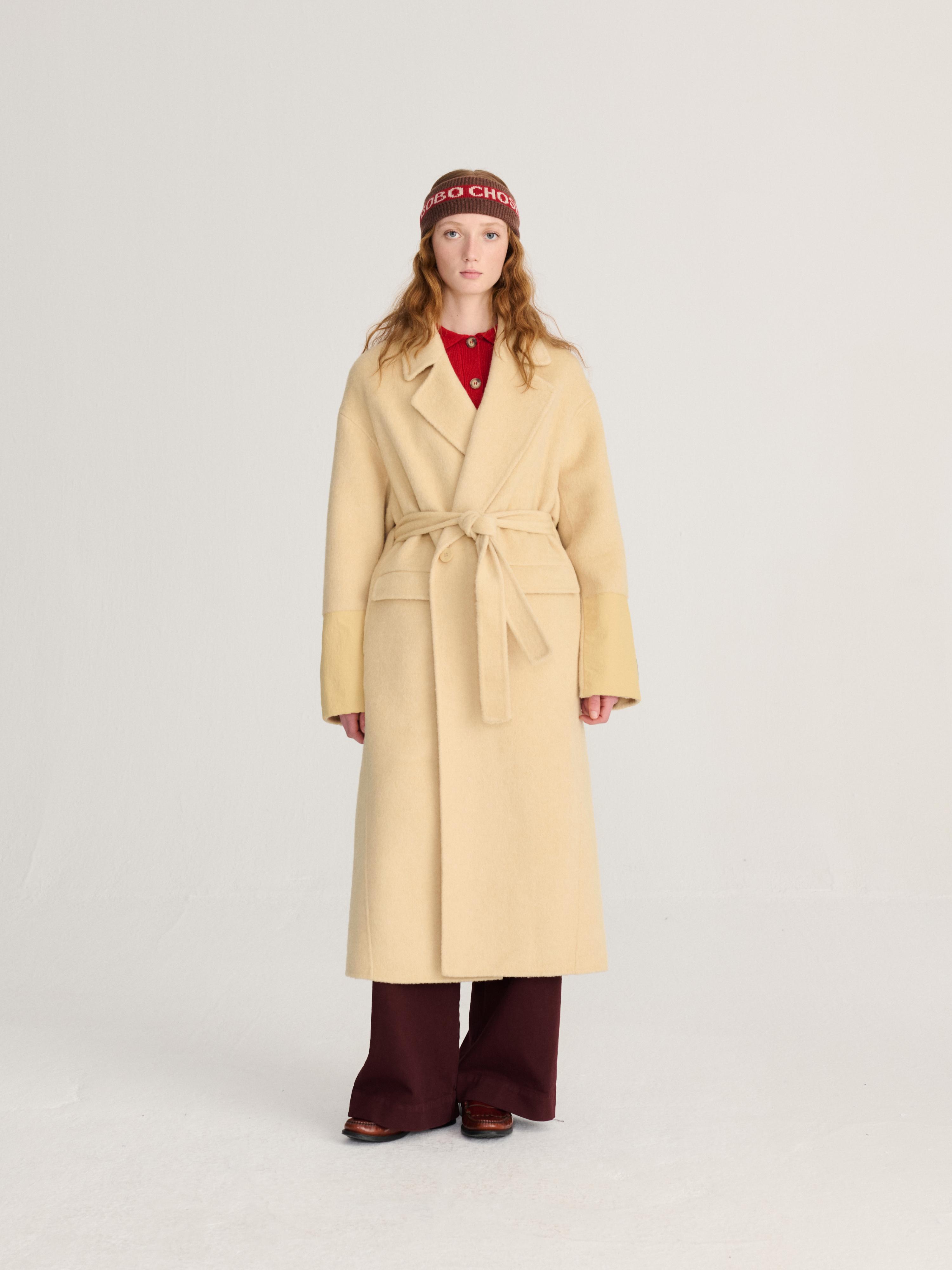 Bobo Choses Hand Made Wool Coat Light Yellow Damen Wollmantel gelb
